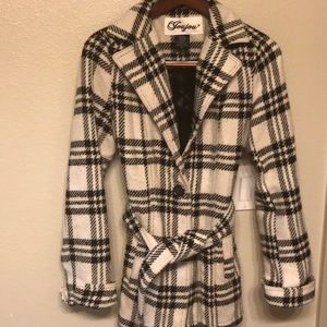 Plaid pea coat